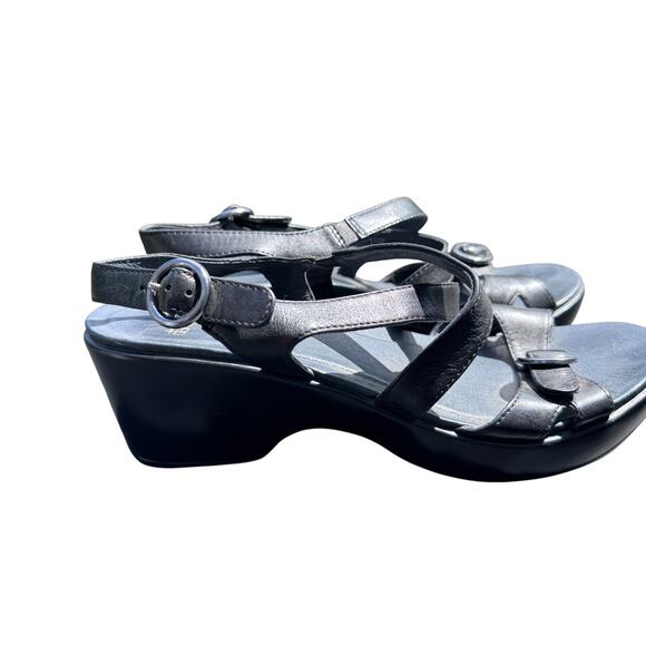 Dansko Julie Strappy Sandals Women's EU 40 9.5 - 10 Black Leather Ankle Strap - Picture 7 of 9